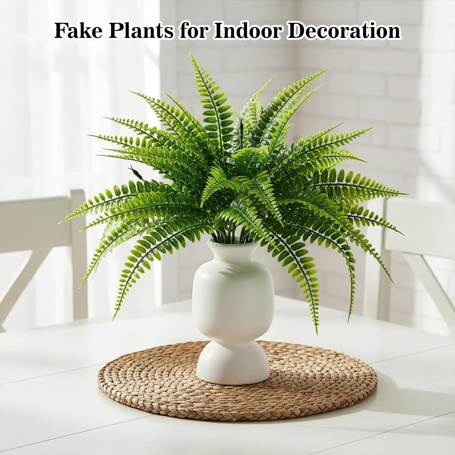 Artificial Fern Stems Nearly Natural,Fake Boston Fern Plants for Table Decor