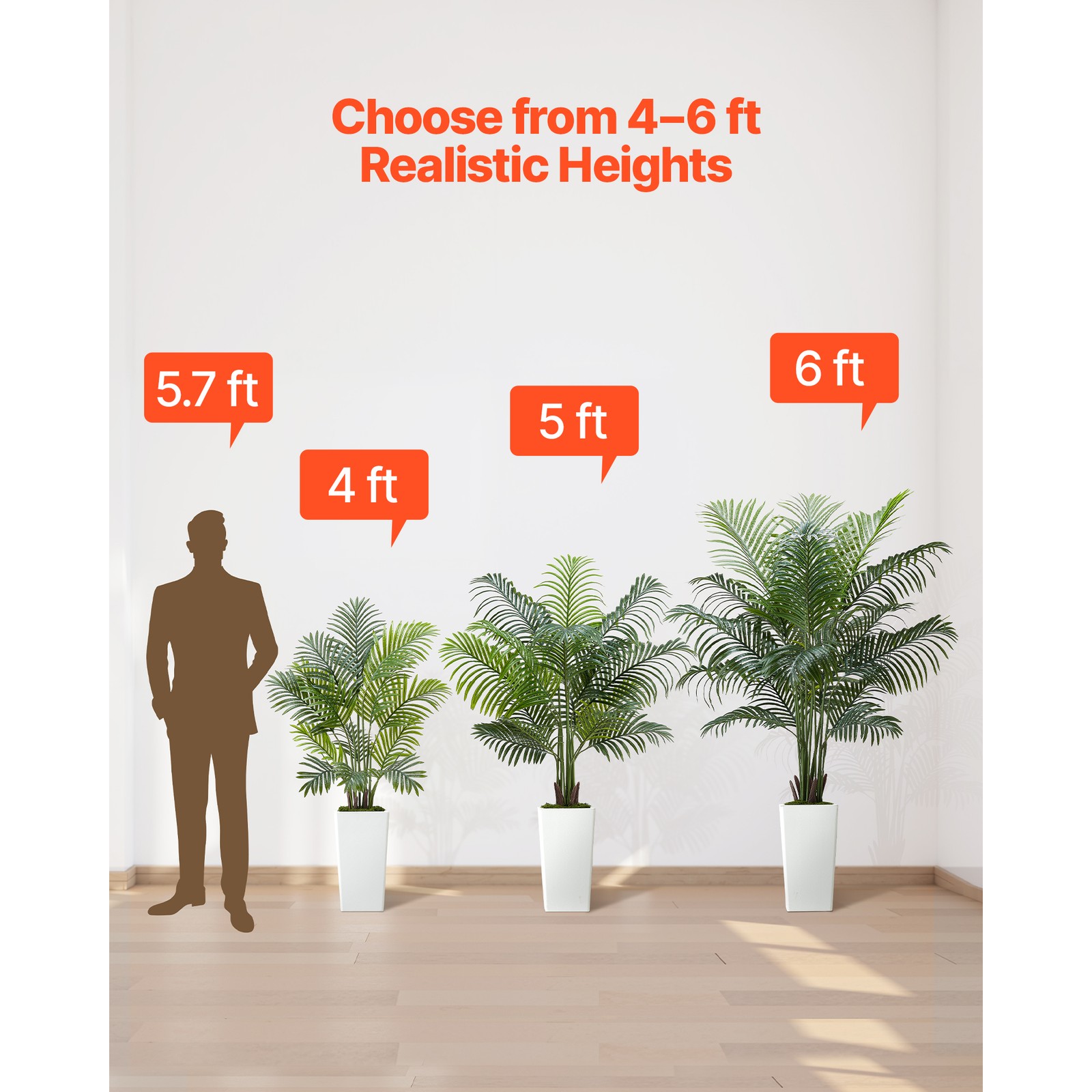 Uimoso 6ft Tall Artificial Areca Palm Tree in Pot for Indoor Decoration