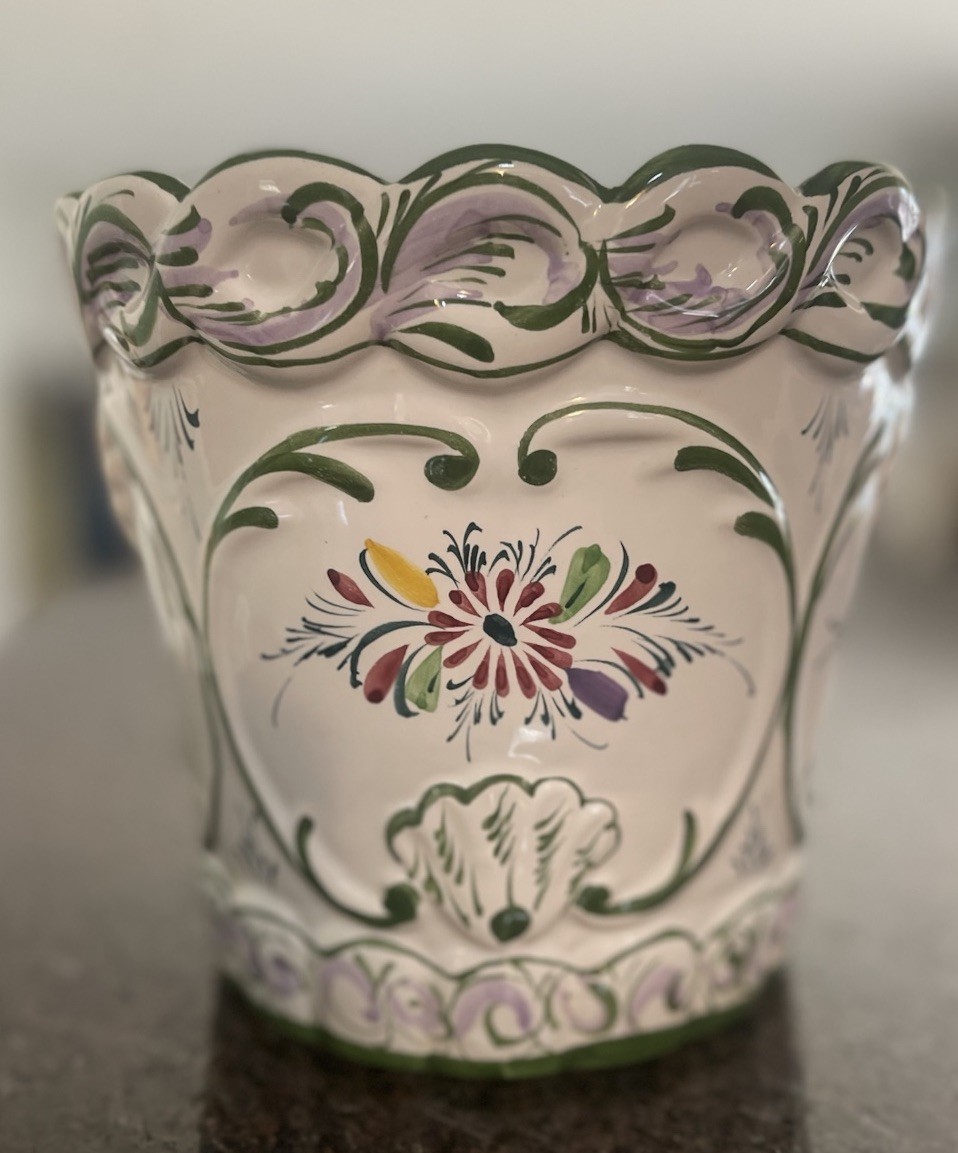 1970s Vintage Hand-Painted Ceramic Planter – Portugal Rare Stamp & No. by RC&CL