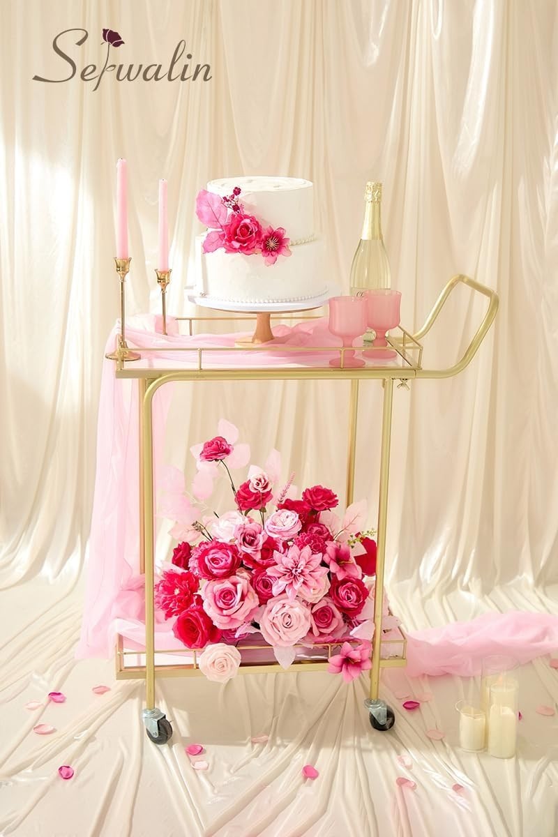 Artificial Flowers Hot Pink Silk Fake Flowers for DIY Wedding Bridal Bouquets