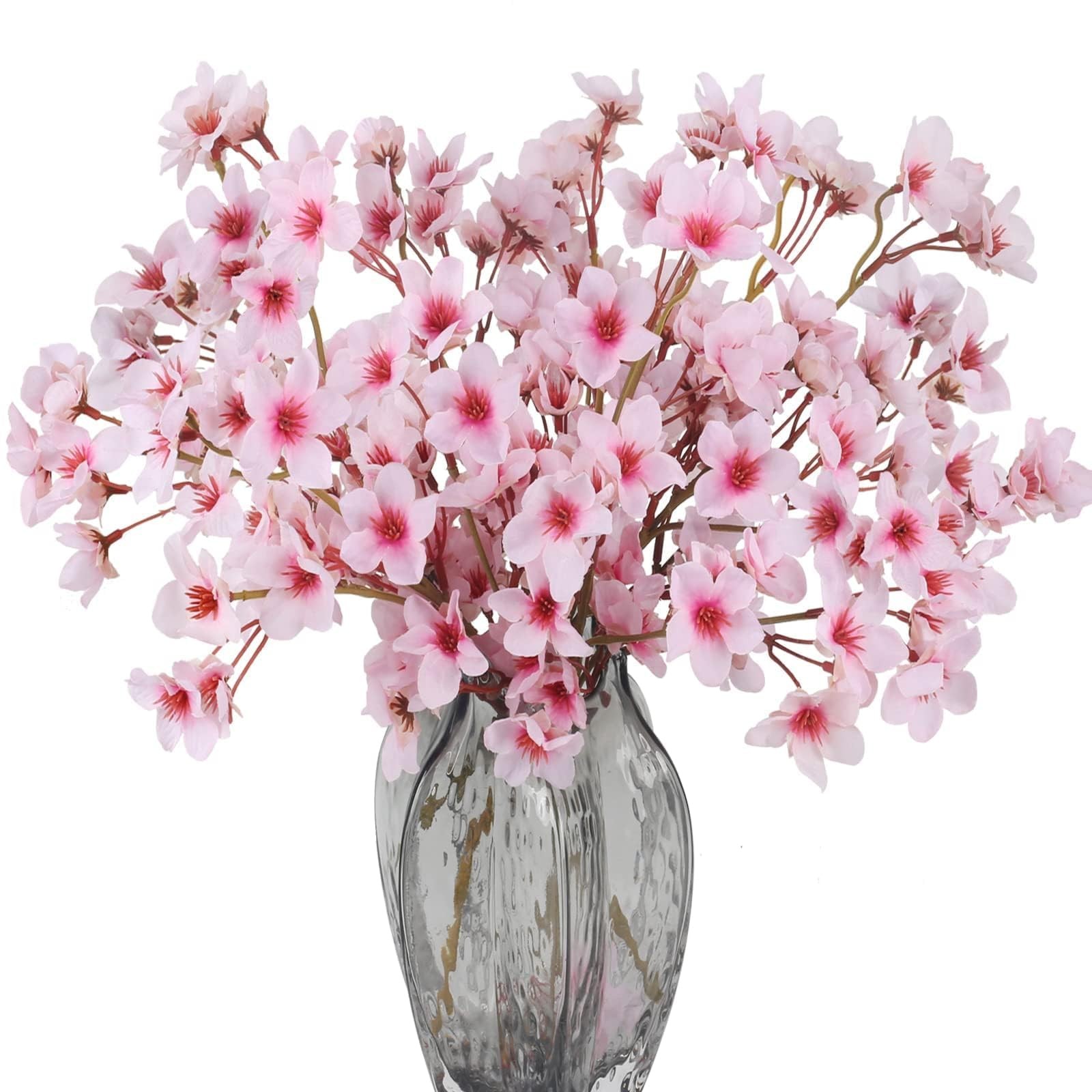 8PCS Artificial Cherry Blossom Branches 16″ Fake Silk Cherry Blossom Flowers …