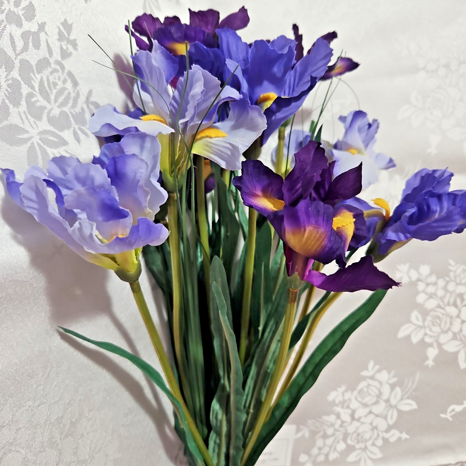 Home Interiors Purple Lavender Blue Iris Greenery Bouquet/ 18 inches tall/ New