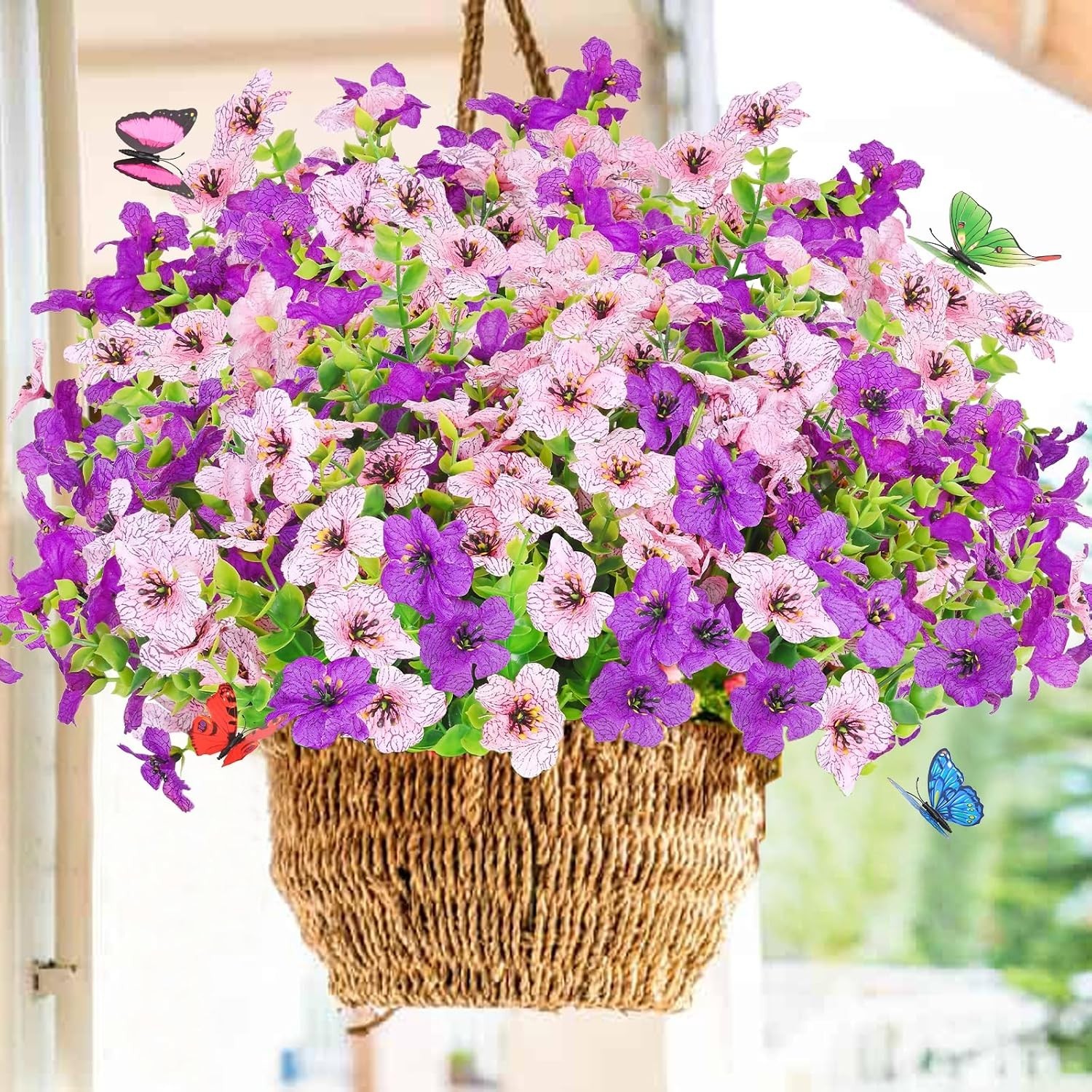 Charming 12-Bundle Fuchsia & Pink Artificial Flowers for Indoor/Outdoor Use