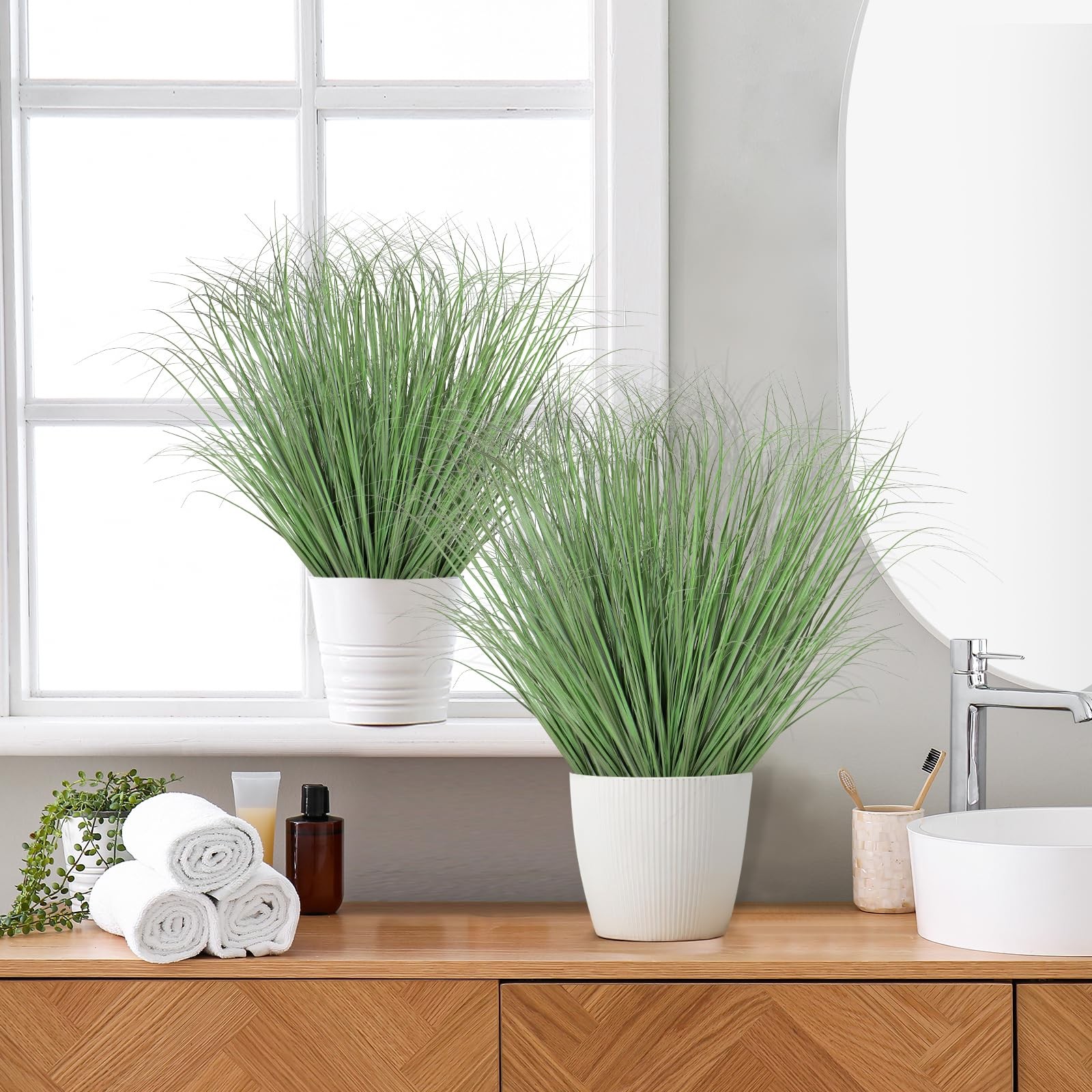 Artificial Grass Plants Outdoor 20 Bundles Fake Wheat Grass UV Resistant Faux…