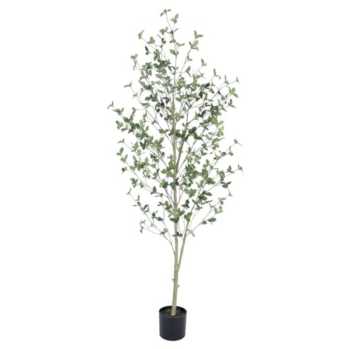 6ft Artificial Quince Leaf Tree with Realistic Trunks, 6ft Quince Leaf Tree