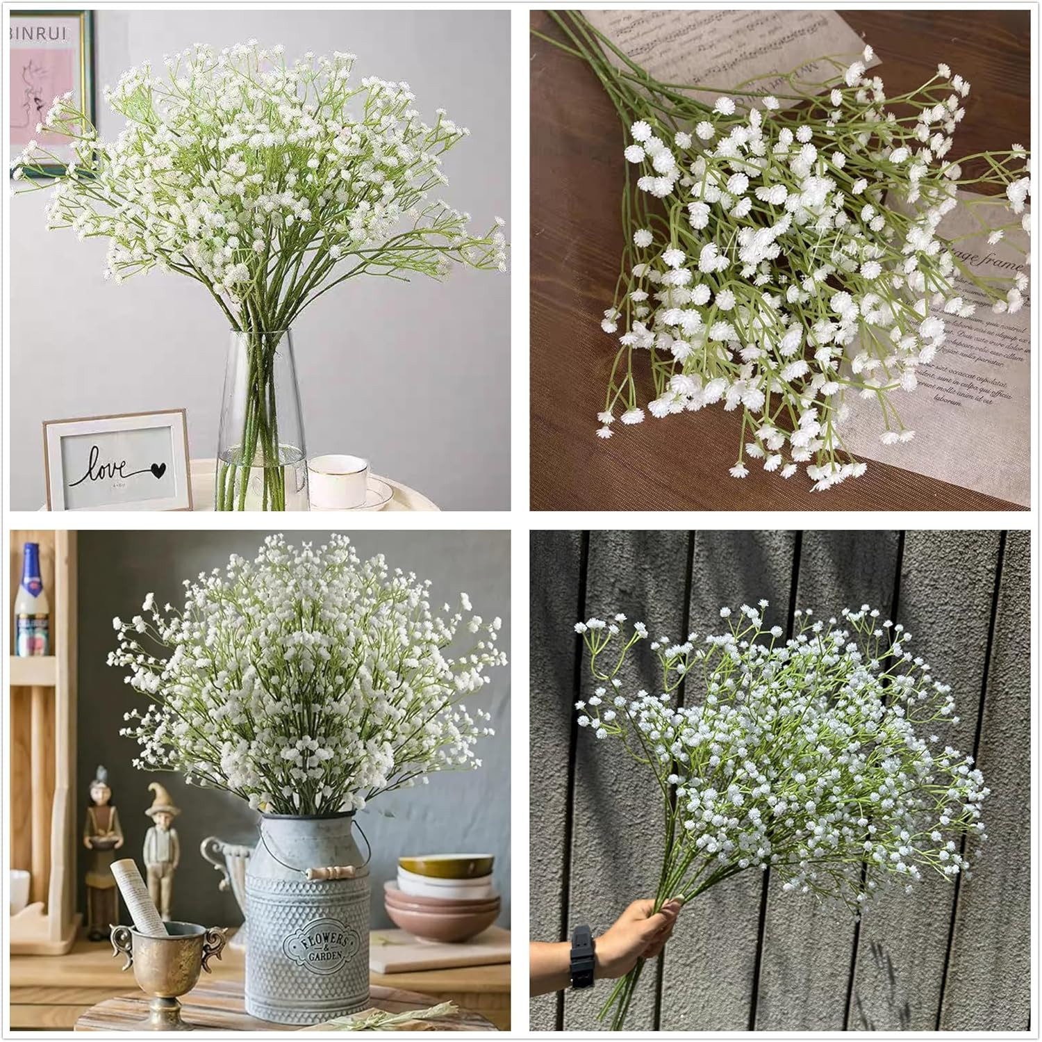 80Pcs White Artificial Baby’s Breath Flowers for Home & Wedding Decor