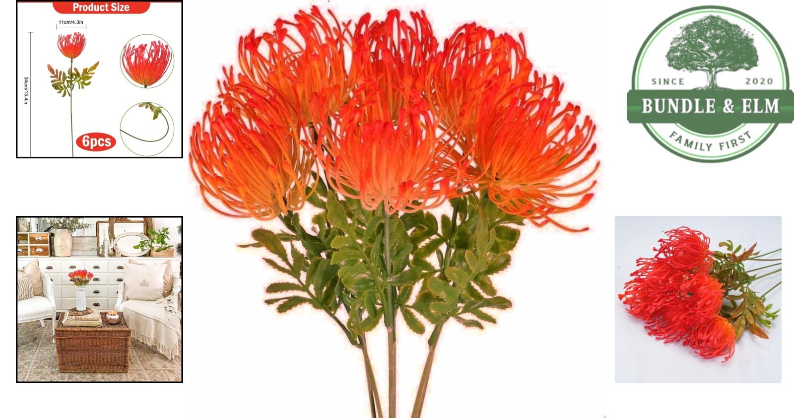 6 PCS Tropical Flowers Arrangement for Home Kitchen Office Indoor Outdoor Decor