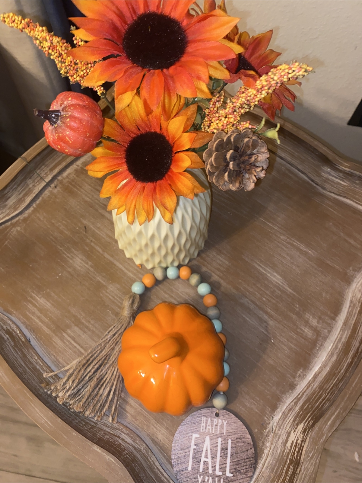 Autumn Fall Décor Flowers Pumpkins. & Garland Floral Arrangement Gift Set