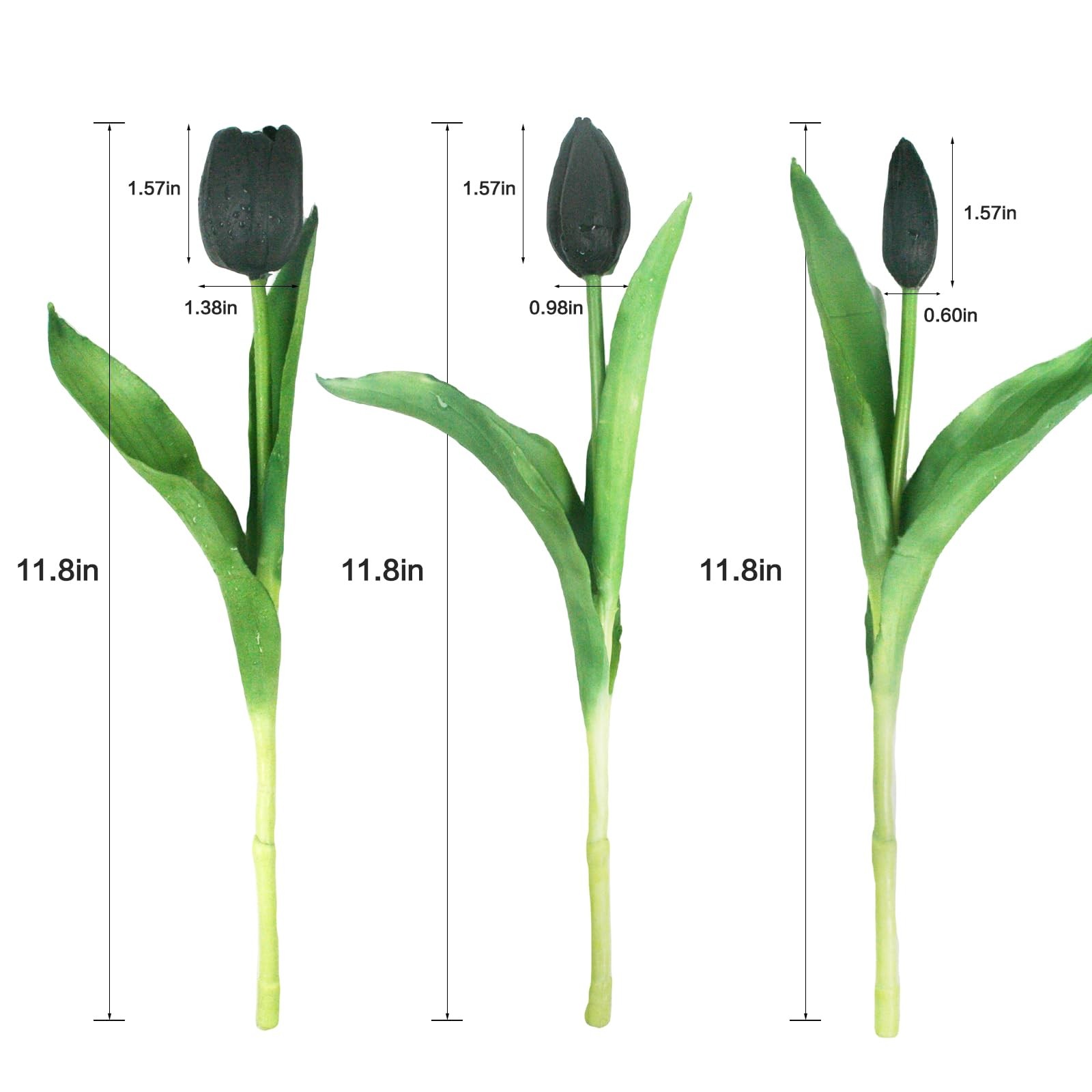15 PCS Black Artificial Tulip Flower Fake Real Touch Latex Bouquet Home Decor