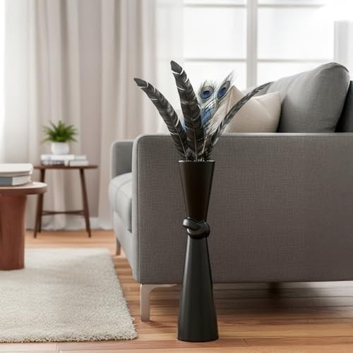 Tall Floor Vase 23.6″ – Glossy Resin Decorative Floor Vase for 23.6 in Black