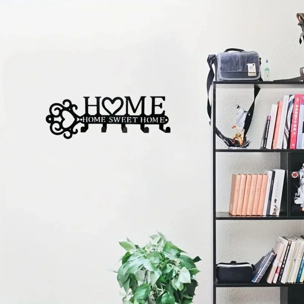 5-Hook Metal Key Rack Coat Hanger – Wall Mounted Towel Organizer for Home