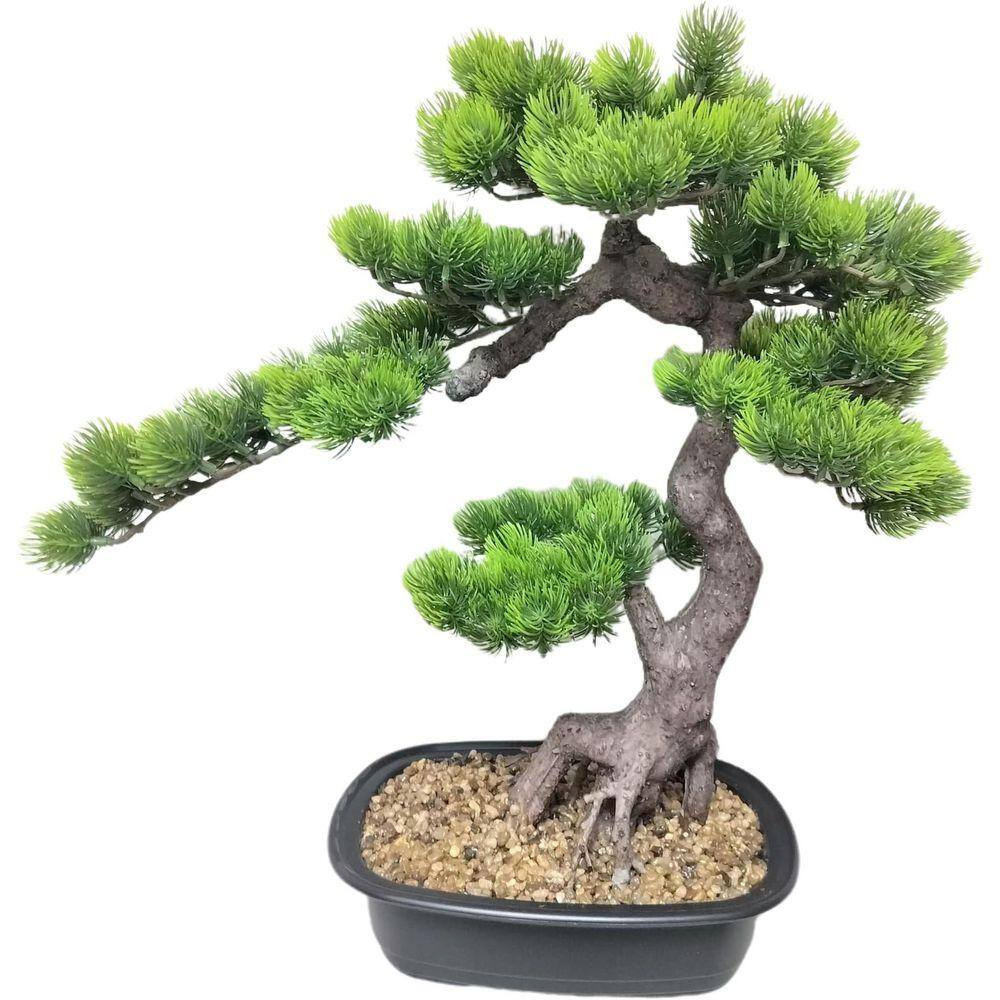 Artificial 20 In. Bonsai Pine Tree in Ceramic Pot, Faux Juniper Greenery Indoor