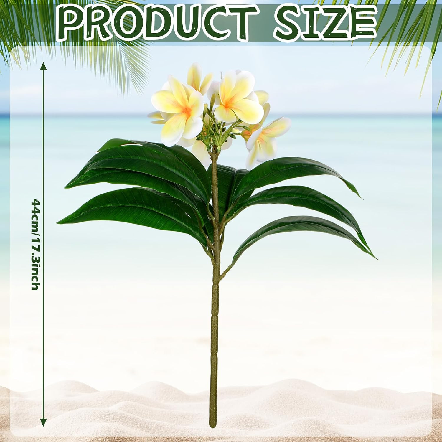 6 Pcs 17.3″ Yellow Artificial Plumeria Flowers for Home & Wedding Decor