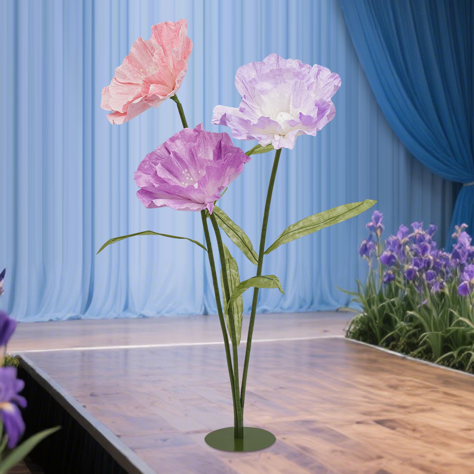 Large Artificial Flowers with Stems and Base, Huge Artificial Flower for Party