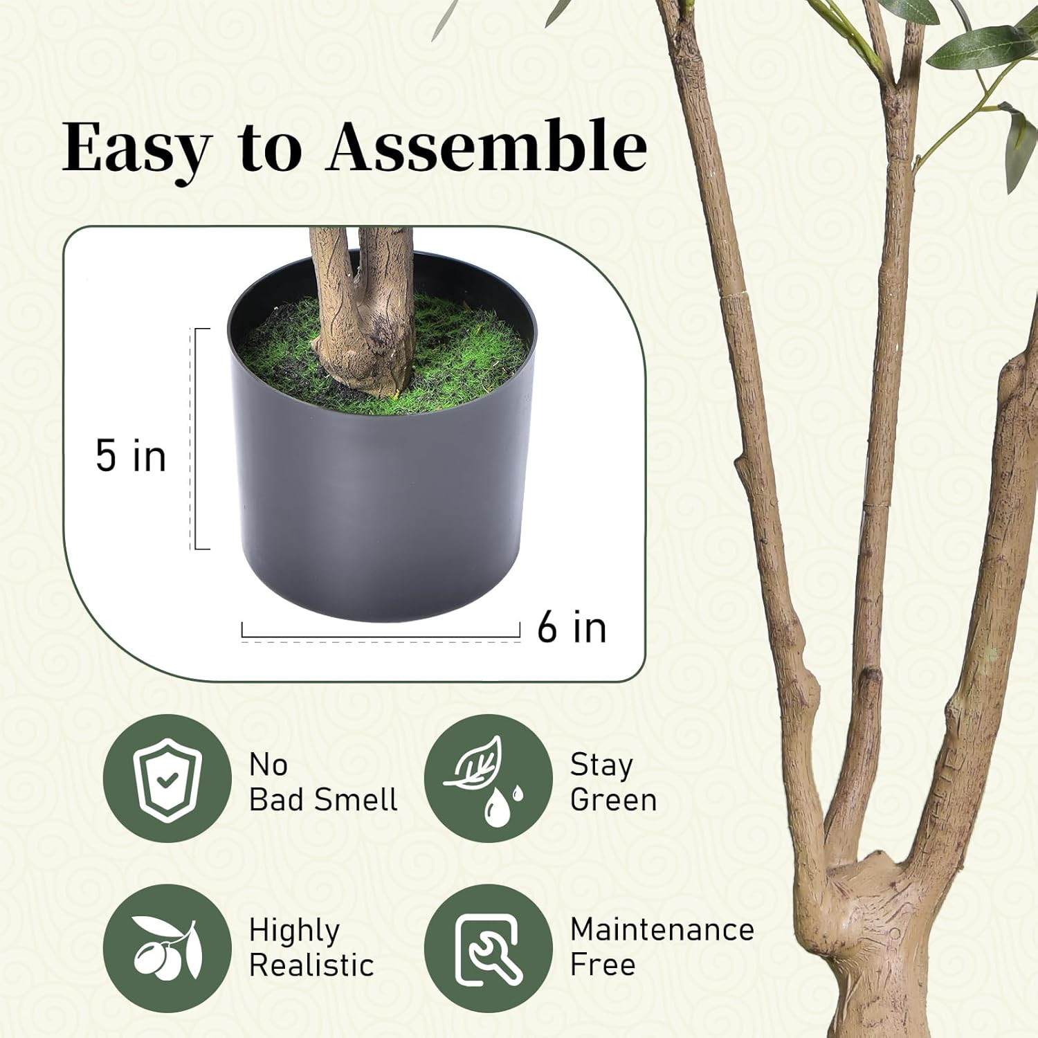 5FT Artificial Olive Tree with Natural Trunk for Home and Office Decor