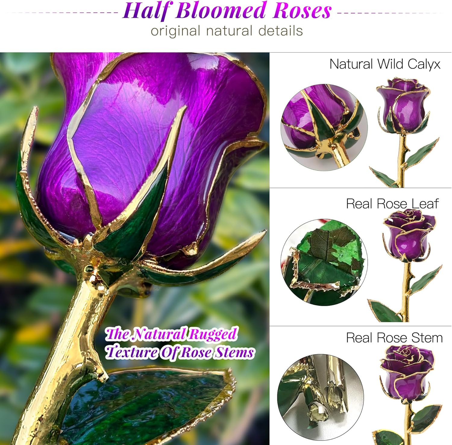 Gold Dipped Rose – Eternal Real Preserved Rose in Resin, Romantic Birthday Gift