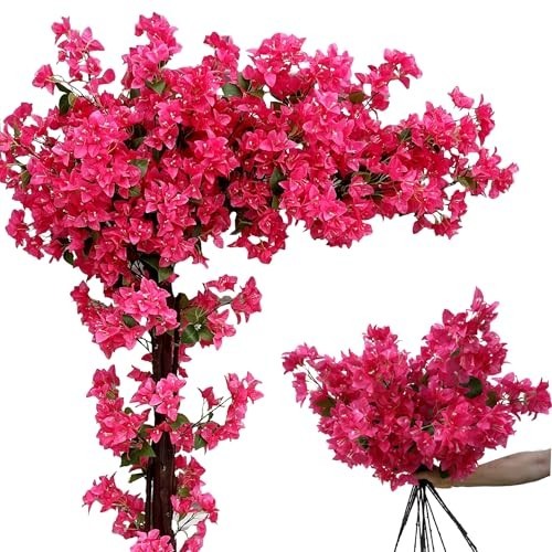 16 Pack Silk Bougainvillea Flower Stems – Fuchsia Long Branches for Home Wedding