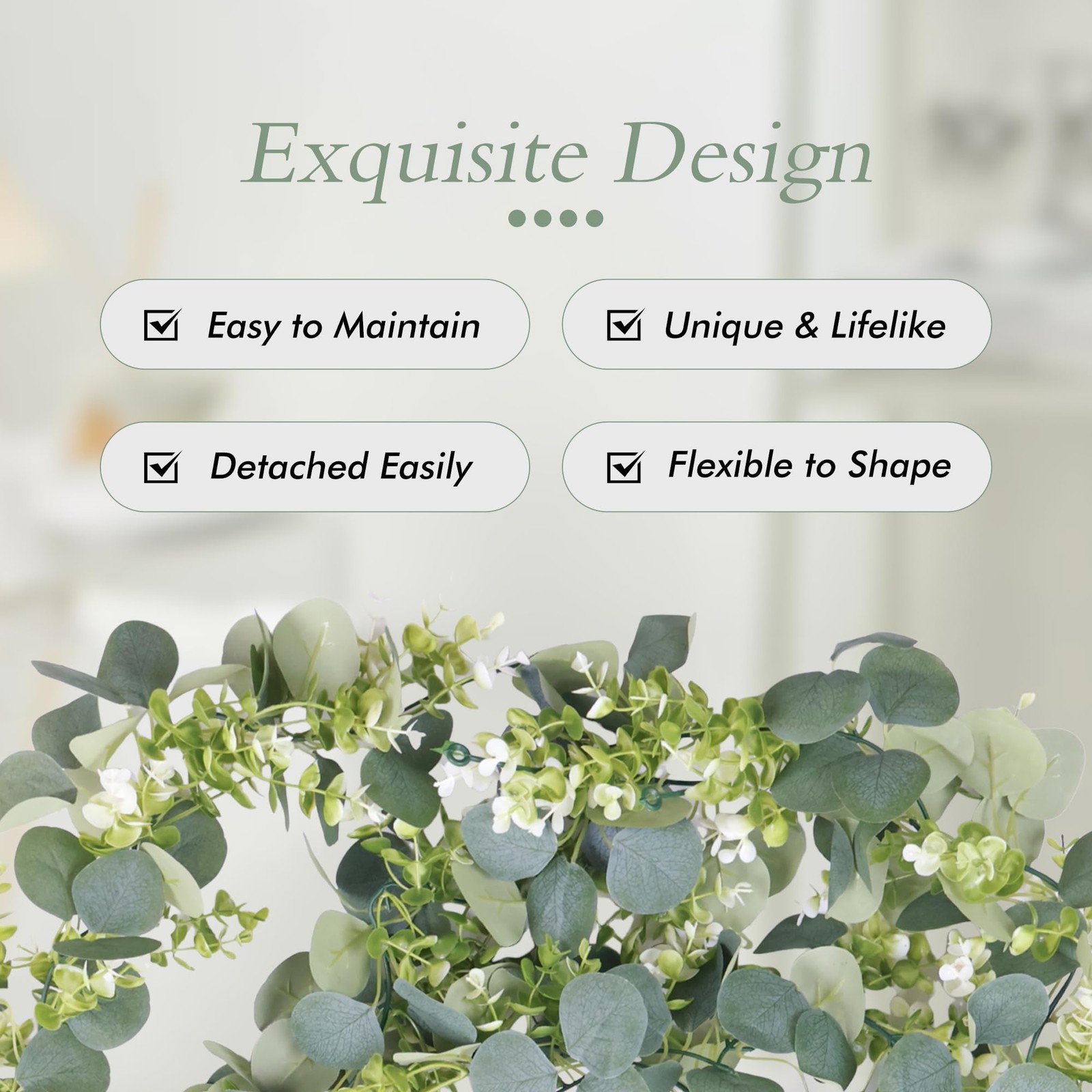 2 Pack Eucalyptus Garland 6 FT Artificial Greenery Garland Faux Silver Dollar…