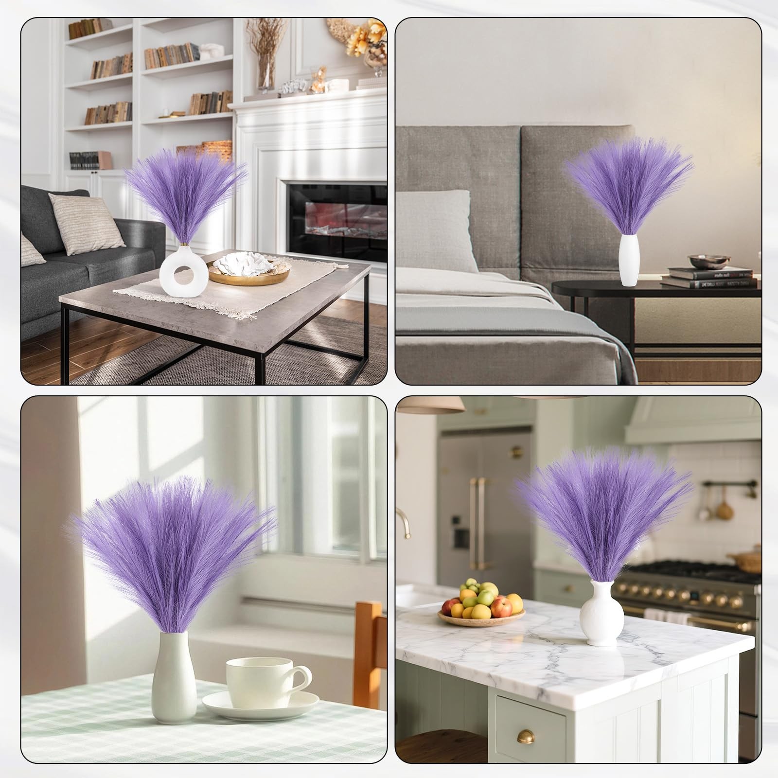Faux Pampas Grass Decor 17.7 Inch 6pcs, Artificial Pompas Grass Bulk Artifici…