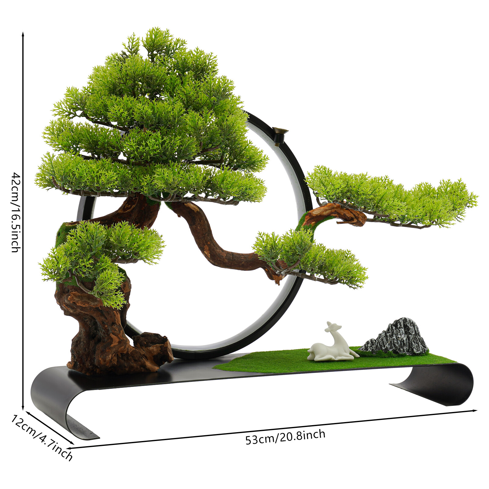 Zen Artificial Pine Tree with Lamp Rings Decoration for Backflow Incense 110V