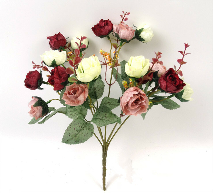 21pc/Bunch Artificial Rose Flowers Bouquet Wedding Party Home Decor Little Rose