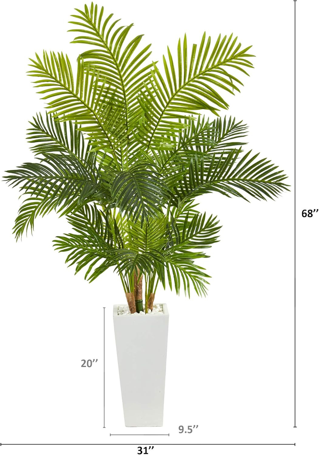 68″ Hawaii Palm Artificial Tree in Elegant White Planter –