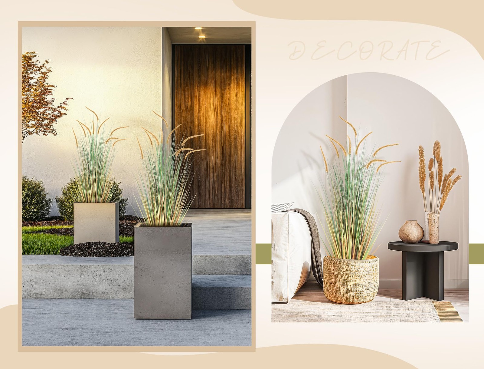Best Jexine 2 Pieces Faux Plants Outdoor 4 ft Tall Artificial Grass Plant Potted