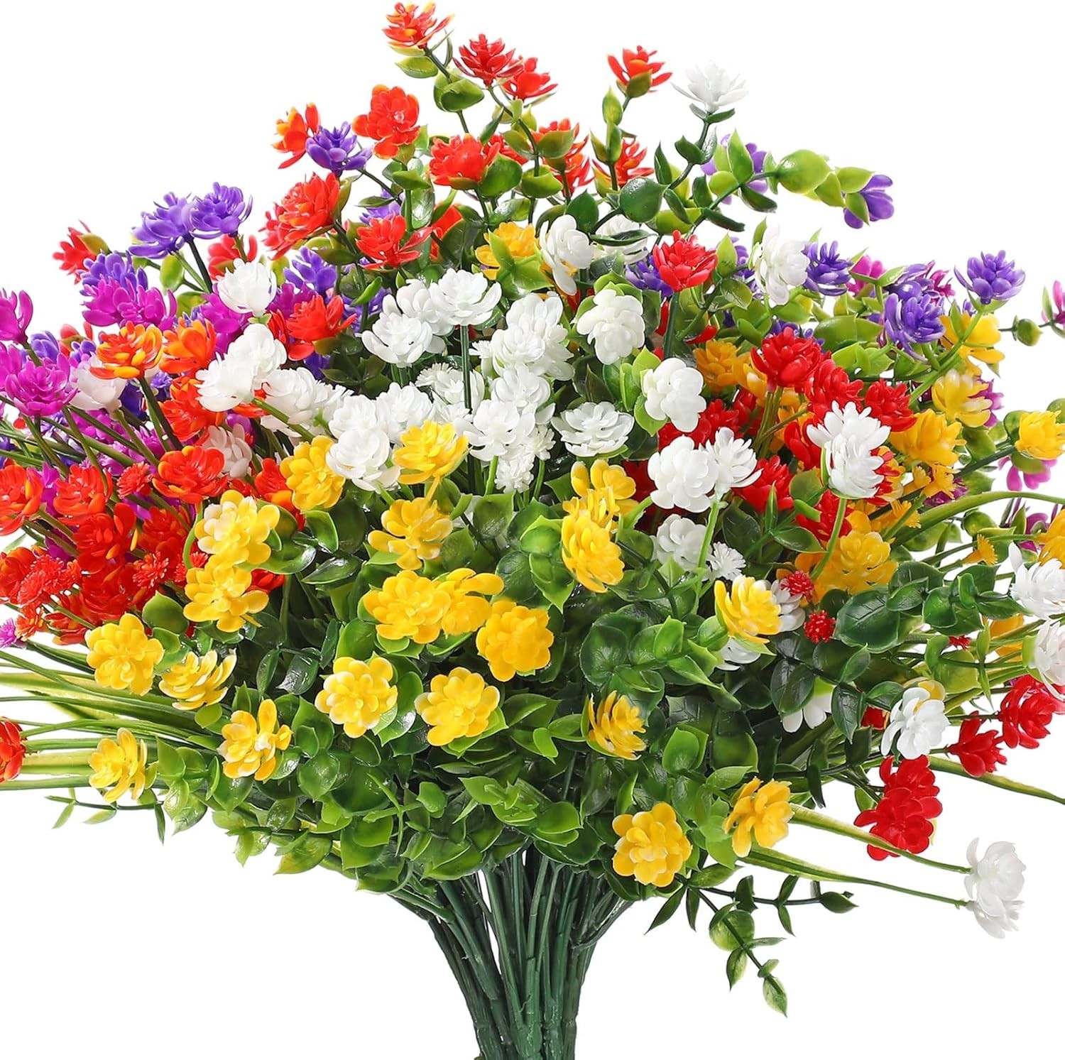 Vibrant 12 Bundles Faux Plants – Lifelike UV Resistant Floral Decor for Indoors