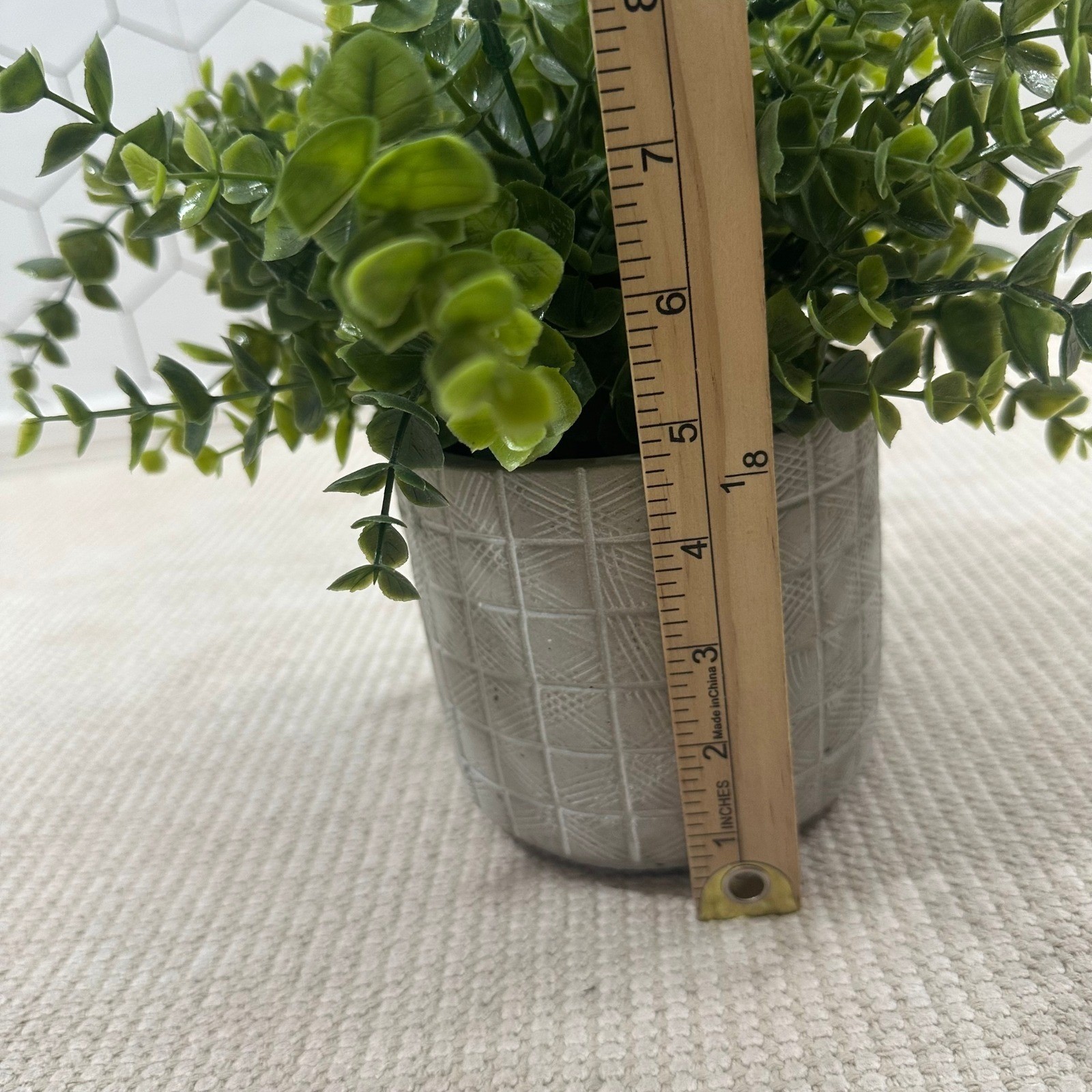 Artificial Eucalyptus Potted Plant Faux Greenery in Grey Textured Cement Pot