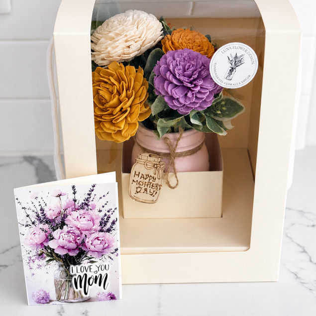 Sola Wood Floral Arrangement 16oz Mason Jar, Personalised Custom Home Decor Gift