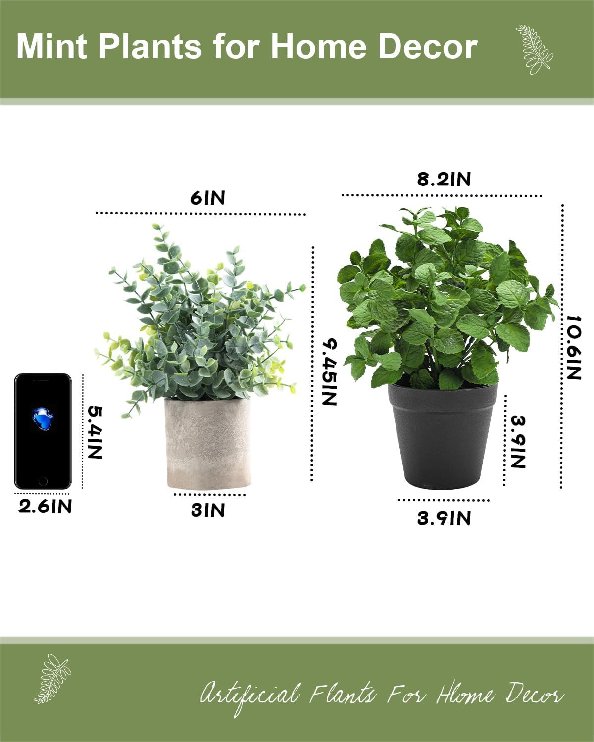 Small Fake Plants Mint Artificial Potted Plants for Home Office Bathroom Shelf F