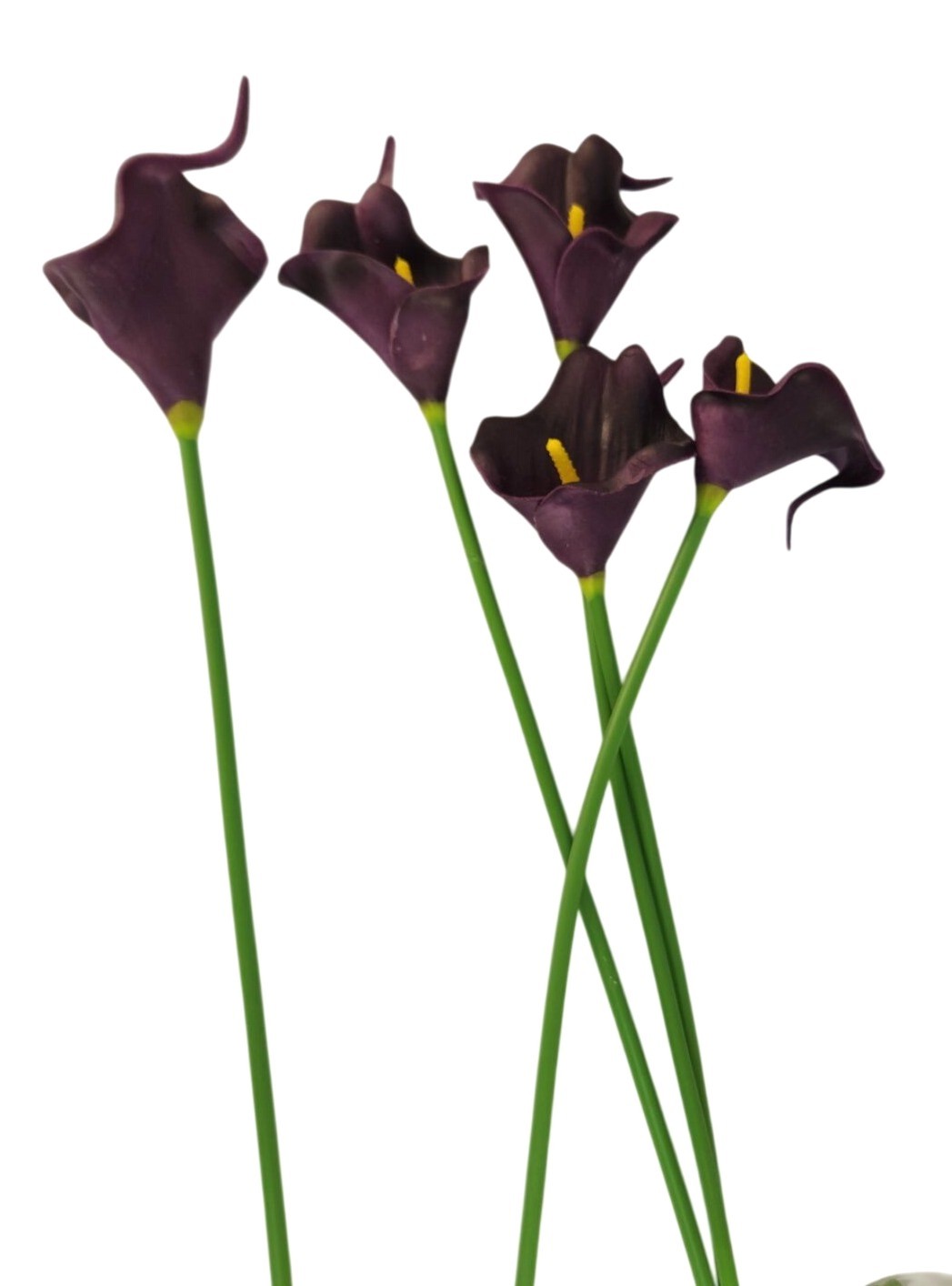 Eggplant Faux Calla Lily Stems 15 Inch Wedding Artificial Flowers Moody Event De