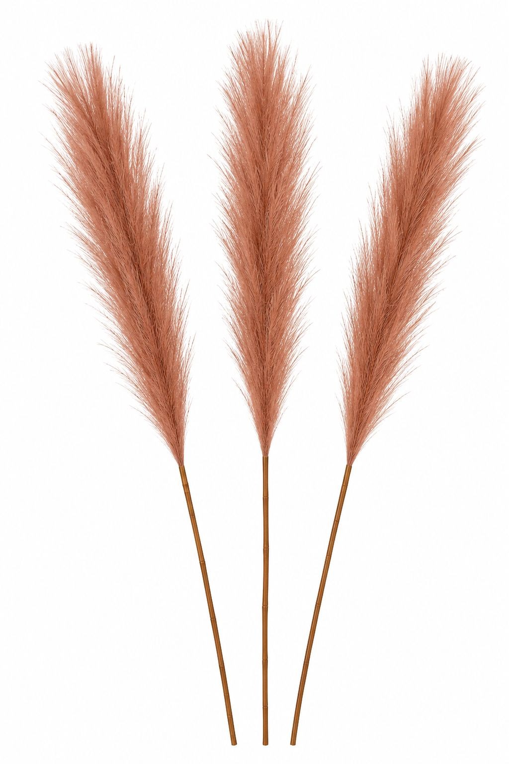 Faux Pampas Grass Bundle | 3 Chestnut Brown Pampas Stems | 26 Inch Tall Artifici
