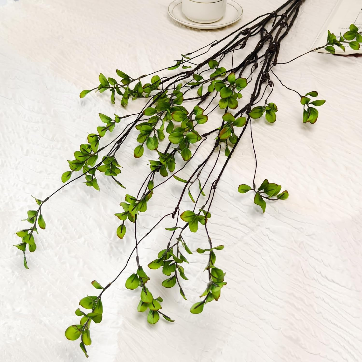 4 Pcs Artificial Ficus Branches Faux Eucalyptus Stems, 47.2 Inch Fake Greenery S