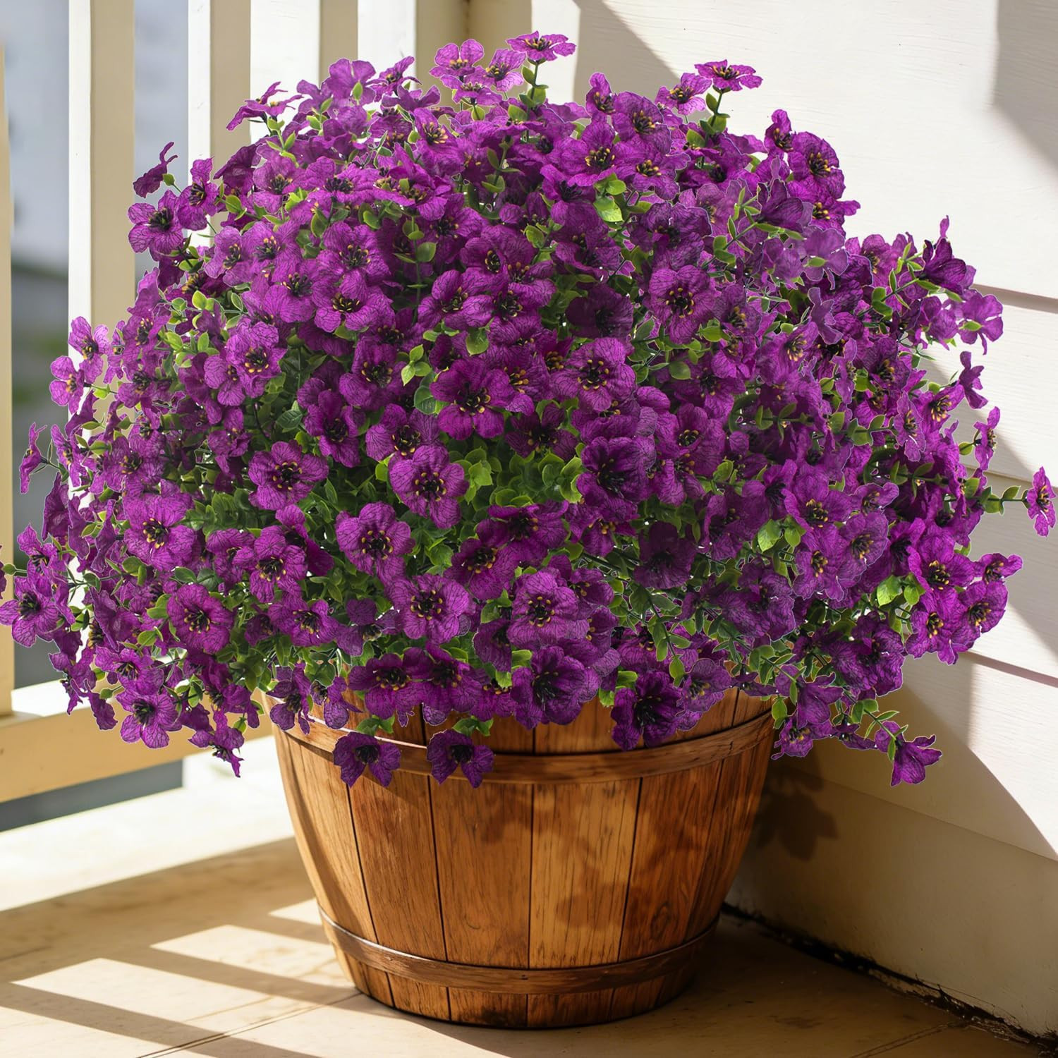 UV Resistant Purple Artificial Flowers – 20 Bundles for Outdoor Decor