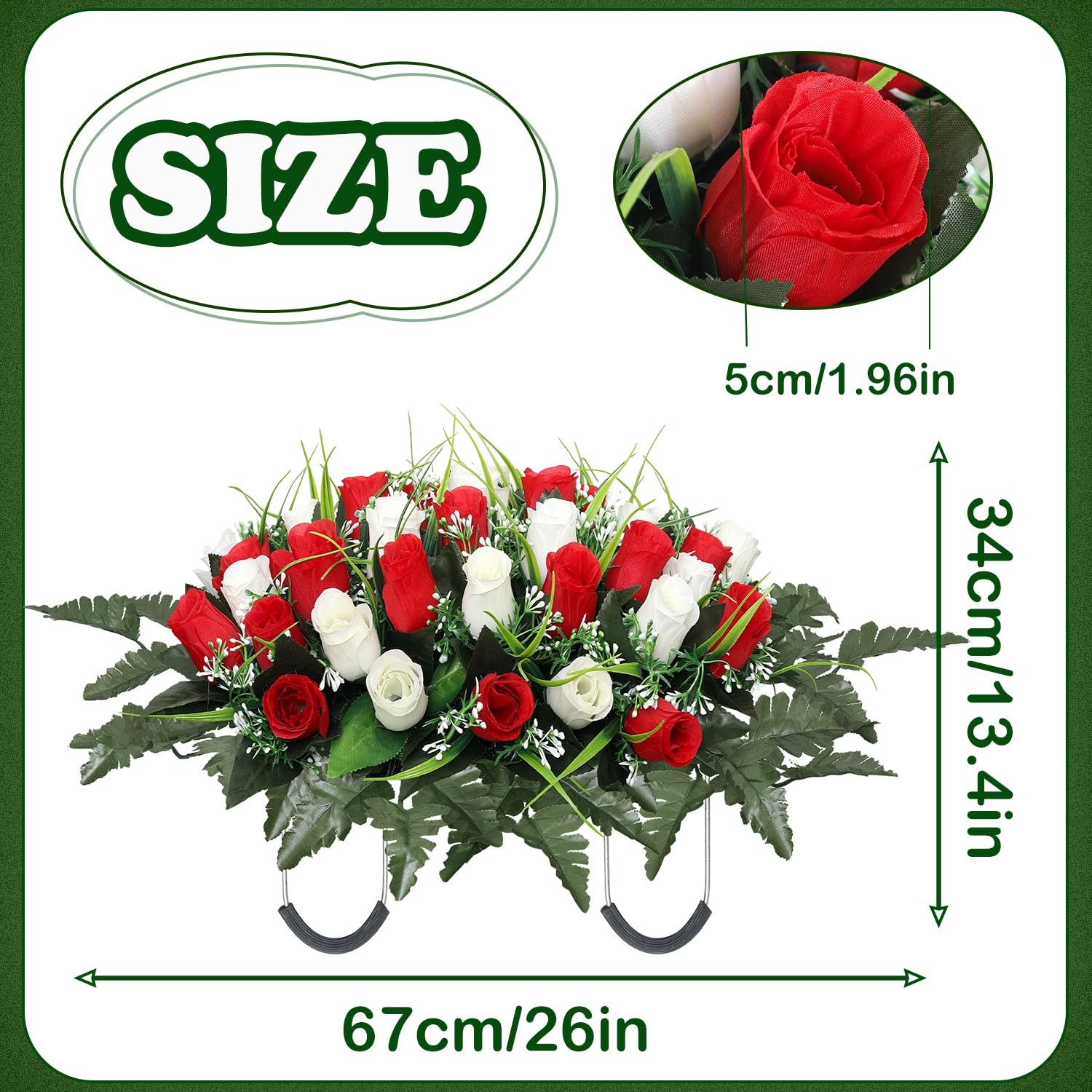 Artificial Cemetery Flower Headstone Flower Saddle Grave Rose Flowers for Cem…