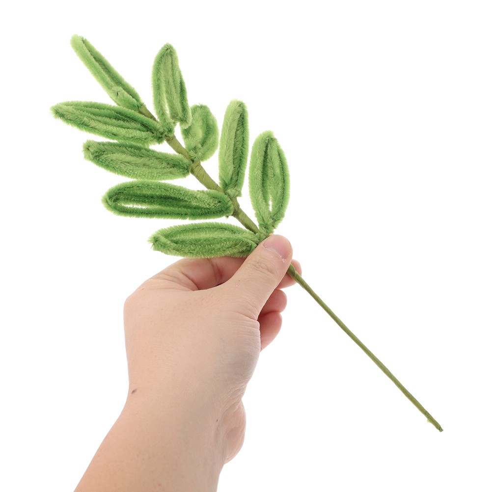3Pcs Green Chenille Stems Crafts Pipe Cleaners Crochet Flowers Bouquet