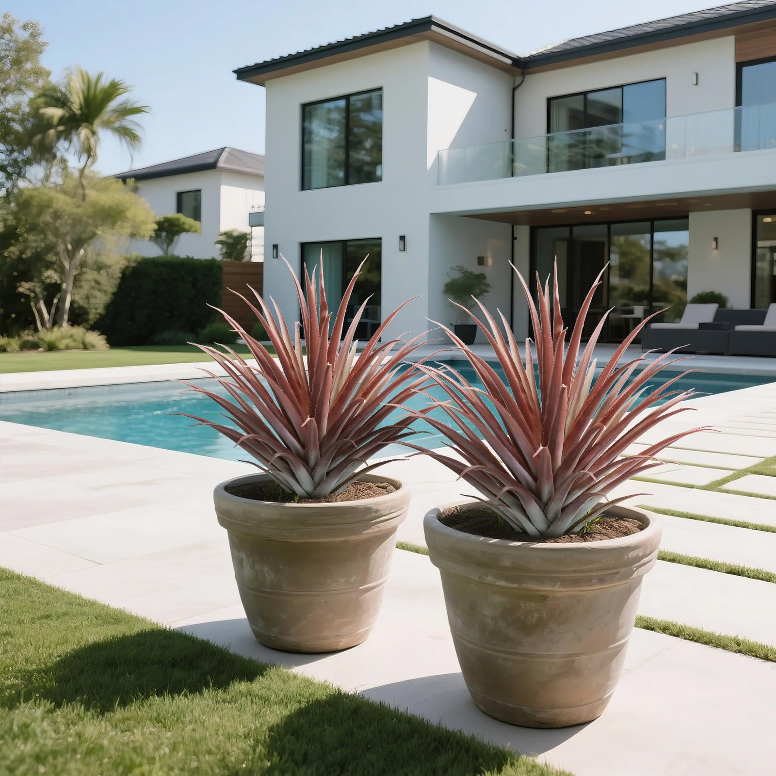 2 Pcs Artificial Aloe Vera Plants 27 Inch Red Fake Succulents Faux Agave Plan…