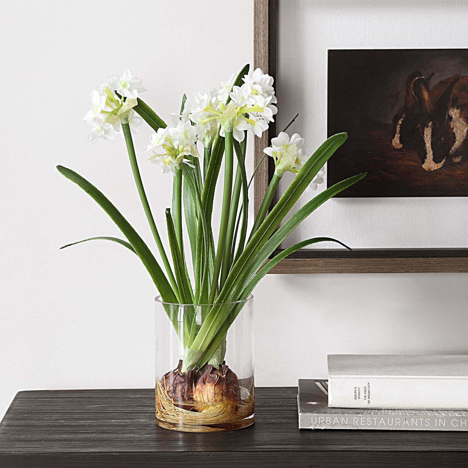 Uttermost 60228 Lacey Daffodil 17″ Tall Glass Faux Flora Planter – Clear