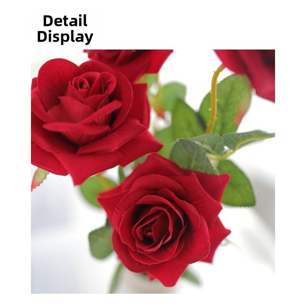 39cm Flannel Rose Bouquet Silk Artificial Flower for Home Office Decor