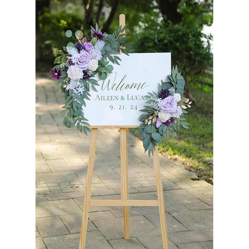 Purple Flower Swag Kit Wedding Decoration Easy Install Faux Silk Arch Flowers US