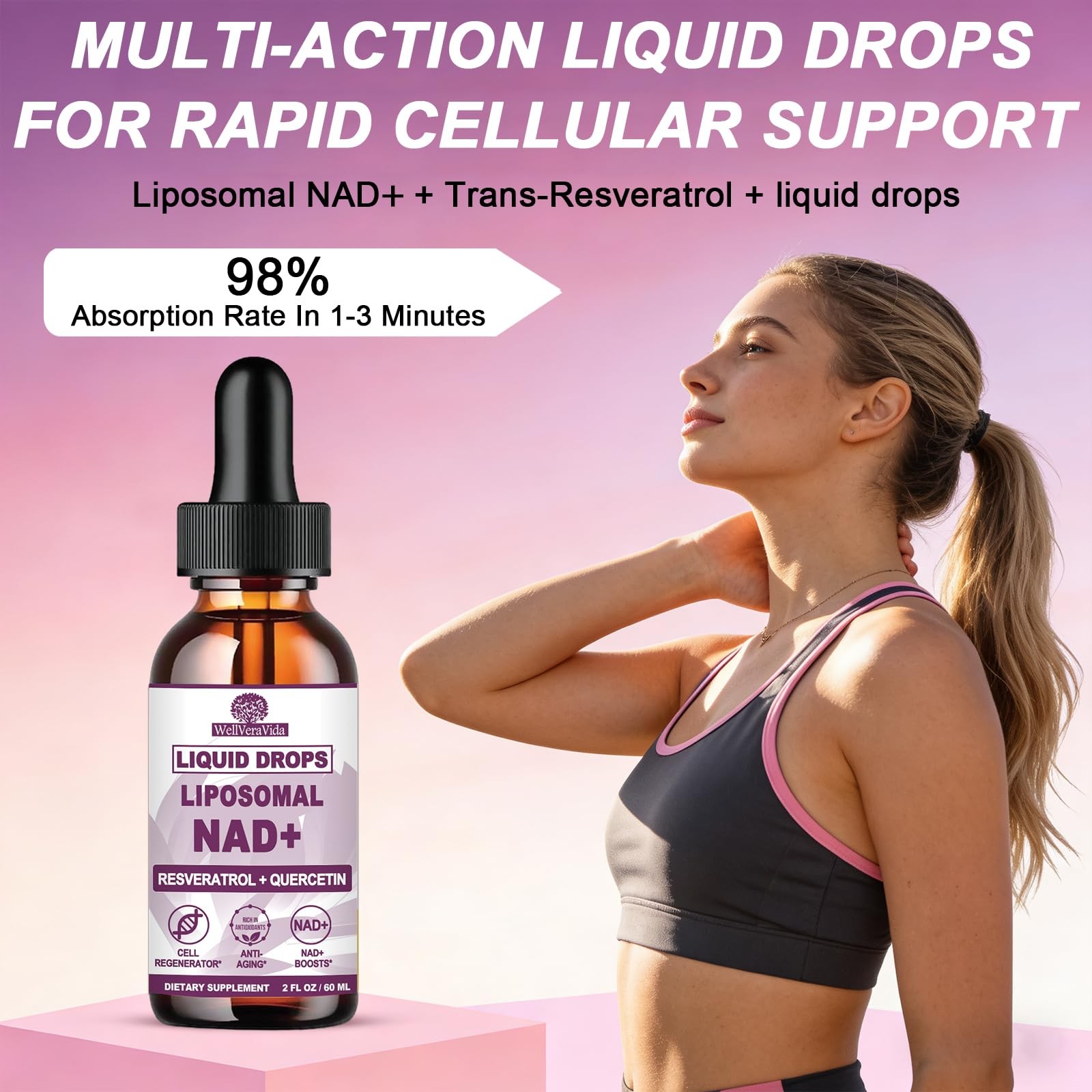 NAD+ Supplements for Men & Women, Extra Strength NMN 2 Fl Oz (Pack of 1)