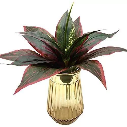 Artificial Agave Fake Plants Red 2 Pack 10 Inches Faux Shrubs Flowers Grass P…
