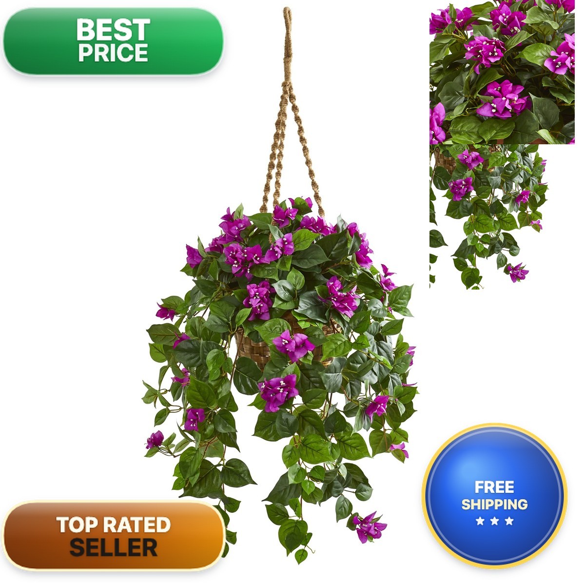Nearly Natural 8374 Bougainvillea Artificial Plant in Basket