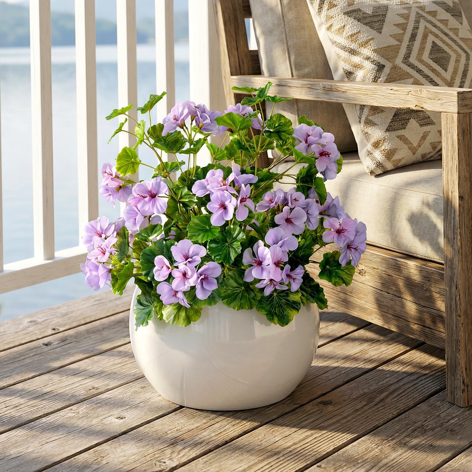 Artificial Geraniums 17.7In UV Resistant Fake Flowers for Indoor Outdoor Decor