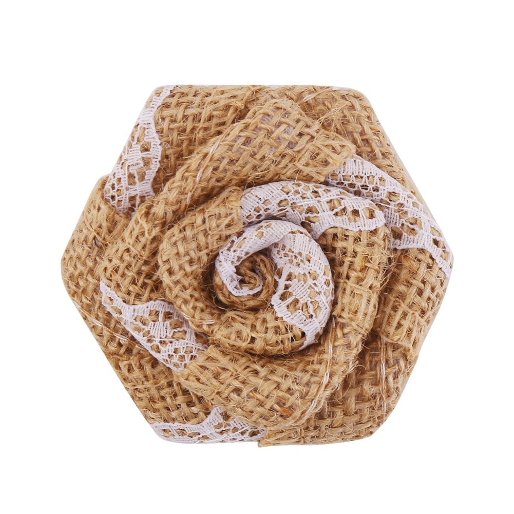 12 PCS Burlap Rose Flowers Wedding Decoration DIY Craft Floral Appliques