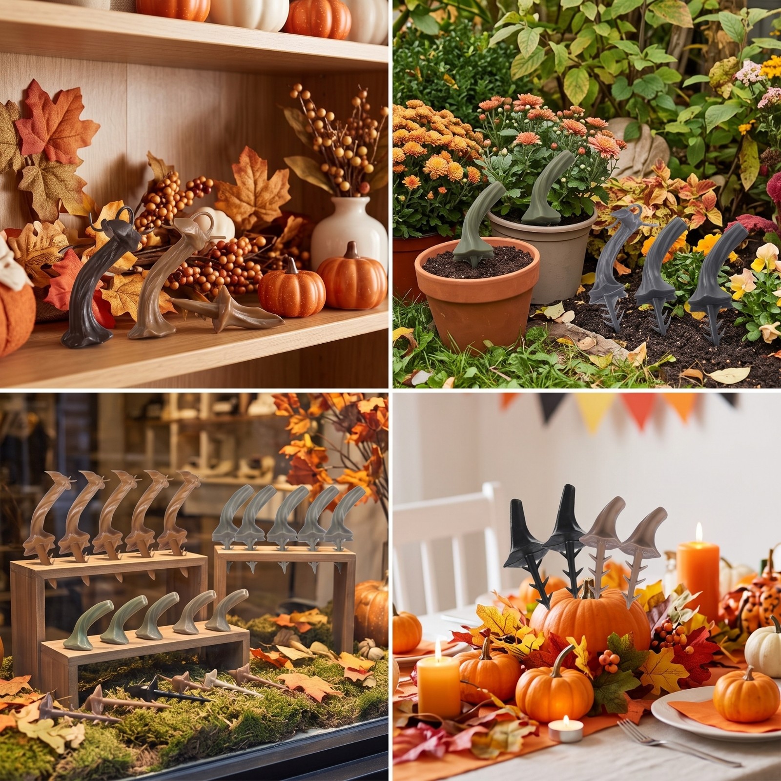 24 Pieces Synthetic Pumpkin Stems Easy to Install Pumpkin Stalk with Insert