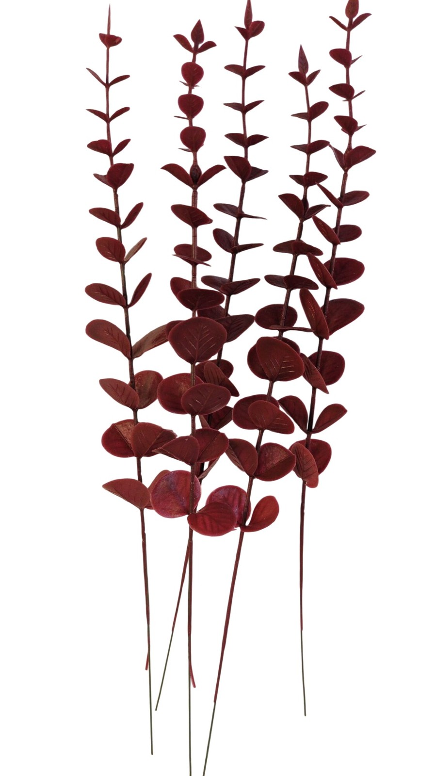 Burgundy Eucalyptus Stems Set of 10 Faux Eucalyptus Branches Dark Red Greenery F