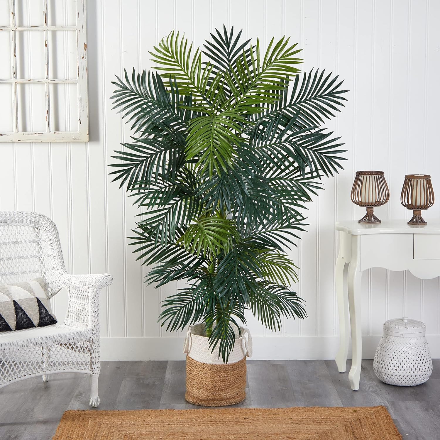 6.5Ft Golden Cane Artificial Palm Tree in Jute and Cotton Planter