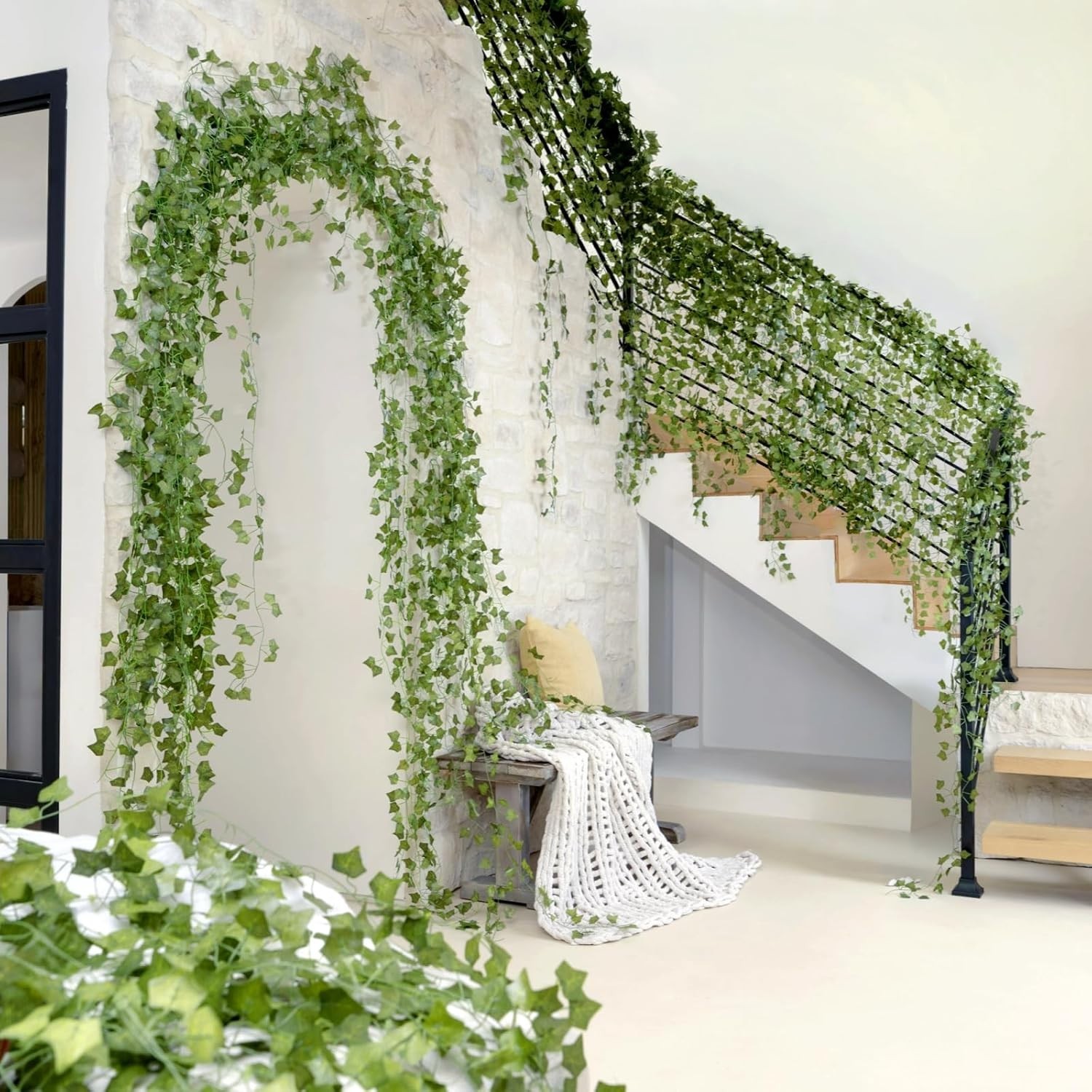 CQURE 24 Pack 168Ft Artificial Ivy Fake Vines,Ivy Garland Greenery Garland Fake